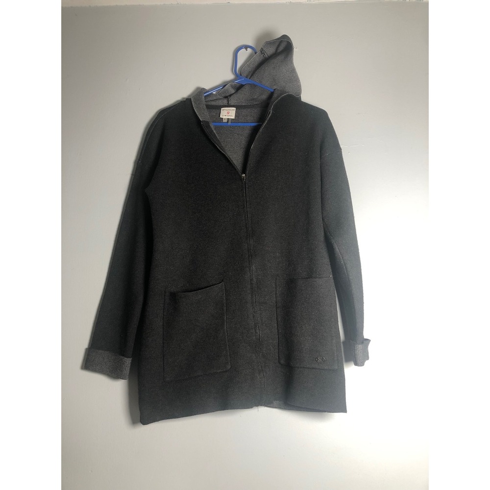 Athleisure by Sioni Hoodie Jacket Womens Medium Gray Full Zip Knit Cardigan